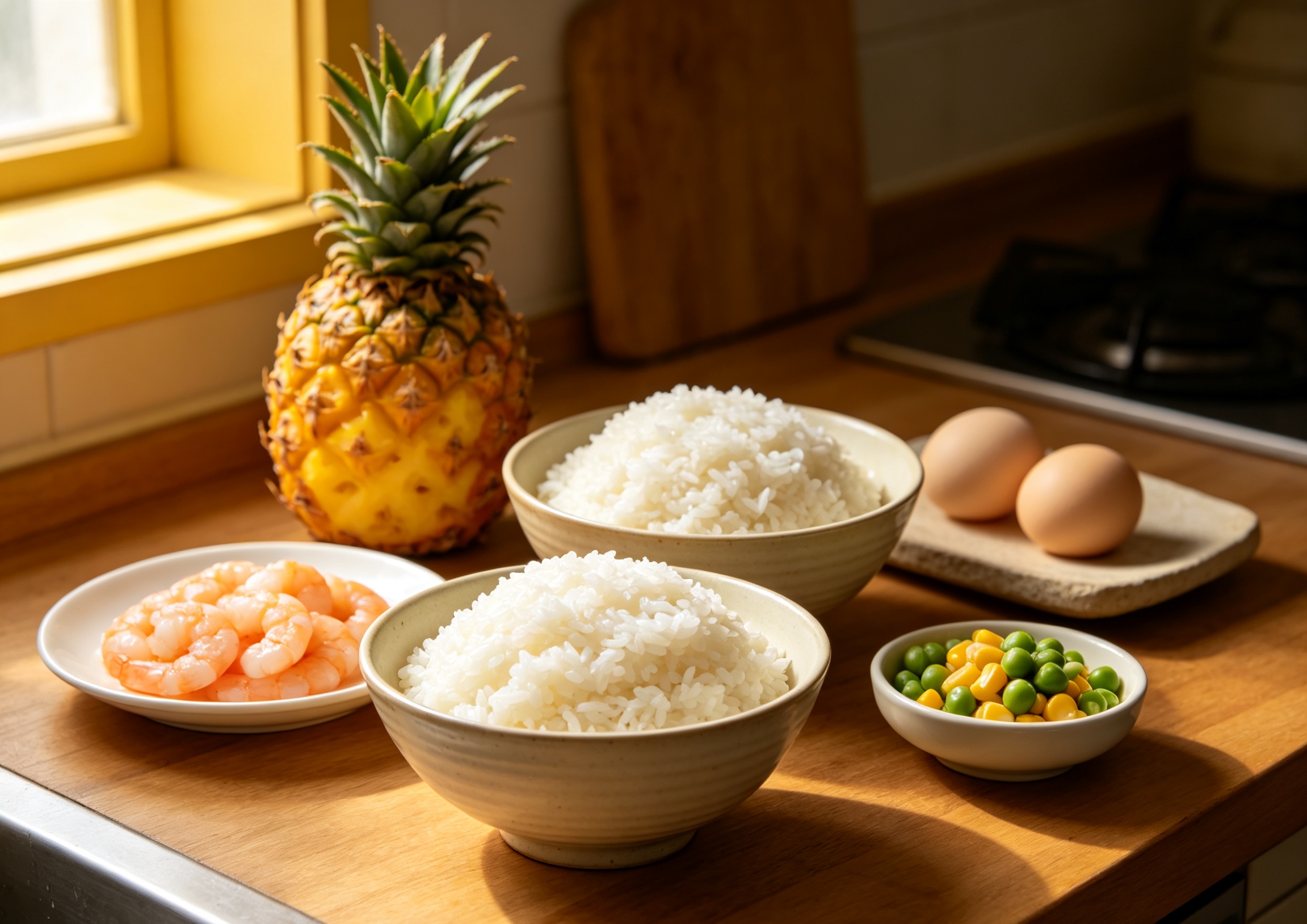 Pineapple Fried Rice:菠萝饭:一碗把夏天端上桌的神仙炒饭 Pineapple Fried Rice:菠萝饭:一碗把夏天端上桌的神仙炒饭